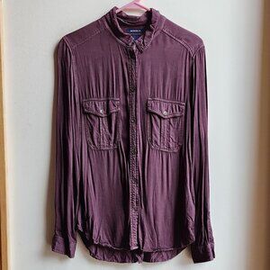 American Eagle Outfitters Purple "Boyfriend Fit" Button Down Shirt Size Medium